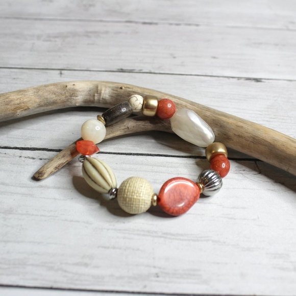 Handcrafted Women's Beaded Elastic Stretch Bracelet Artisan Jewelry - Picture 3 of 6